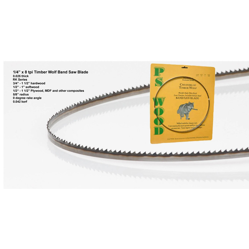 Bandsaw Blade - 116" x 1/4" x .025" x 8 TPI - Raker